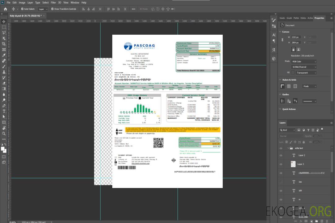 Facture commerciale de services publics du Pascoag Utility District, SCR template Facture commerciale de services publics du Pascoag Utility District, SCR template